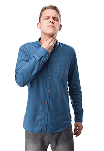 Man appearing to have a sore throat